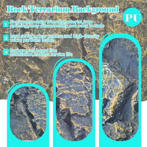 PINVNBY Rock Terrarium Background,3D Bearded Dragon Tank Backgrounds Wall Reptile Stereo Backdrop Amphibian Habitat Climbing Board Decoration Aquarium Background Decor for Reptiles Lizard Fish Frog in Saudi Arabia