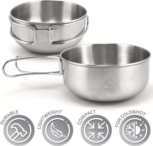 Terra Incognita Stainless Steel Bowl 16 oz - Camping Pot and Backpacking Cookware | Durable, Easy-to-Clean, and Stylish | Ideal for Soups, Cereals, and Salads in Kuwait