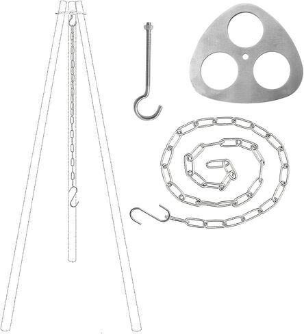 Camping Tripod Board, Stainless Steel Tripod Can be Adjusted to Turn the Branches Into a Picnic Tripod Grill, Outdoor Campfire Cooking Accessories in Kuwait