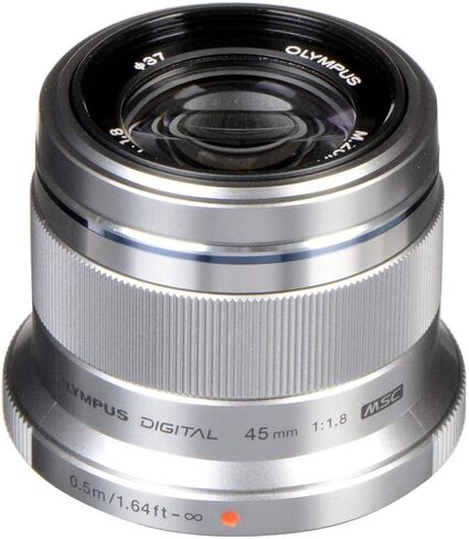 Olympus M. Zuiko Digital ED 45mm f1.8 (Silver) Lens for Olympus and Panasonic Micro 4/3 Cameras (Renewed) in Saudi Arabia