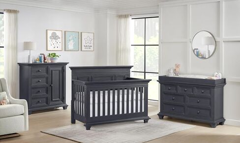 Oxford Baby Weston 4-in-1 Convertible Baby Crib, Midnight Slate, Green Guard Gold Certified in Kuwait