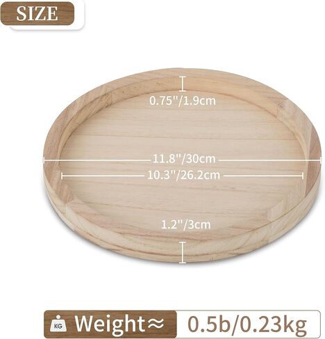 صينية شموع خشبية مستديرة من Hanobe: حامل شموع خشبي ريفي، حامل عمود متعثر، قاعدة لوحة ضوء الشاي في غرفة المعيشة، قطعة مركزية لطاولة القهوة في المطبخ، ديكور المنزل، 11.8 بوصة in Kuwait