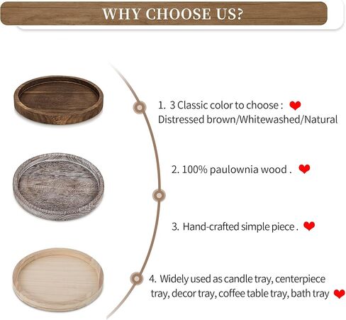 صينية شموع خشبية مستديرة من Hanobe: حامل شموع خشبي ريفي، حامل عمود متعثر، قاعدة لوحة ضوء الشاي في غرفة المعيشة، قطعة مركزية لطاولة القهوة في المطبخ، ديكور المنزل، 11.8 بوصة in Kuwait