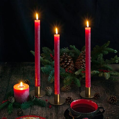 مجموعة من 6 حوامل شموع مستدقة نحاسية - حامل شمعدان ذو لمسة نهائية من النحاس العتيق، حامل شمعدان معدني ريفي حديث لقطعة الطاولة المركزية in Kuwait