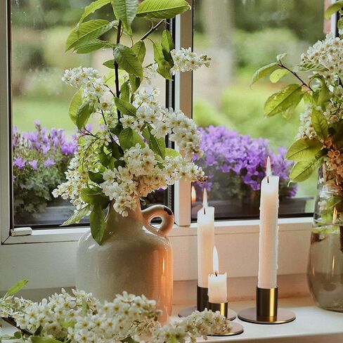 مجموعة من 6 حوامل شموع مستدقة نحاسية - حامل شمعدان ذو لمسة نهائية من النحاس العتيق، حامل شمعدان معدني ريفي حديث لقطعة الطاولة المركزية in Kuwait