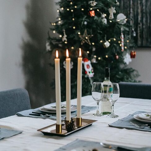 مجموعة من 6 حوامل شموع مستدقة نحاسية - حامل شمعدان ذو لمسة نهائية من النحاس العتيق، حامل شمعدان معدني ريفي حديث لقطعة الطاولة المركزية in Kuwait