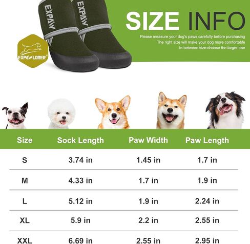 EXPAWLORER Waterproof Dog Shoes for Small Medium Large Dogs, Dog Shoes for Hot Pavement, Hiking Walking, Reflective Dog Booties for Outdoor Snow Rain Days, Anti-Slip Dog Boots & Paw Protectors in Kuwait