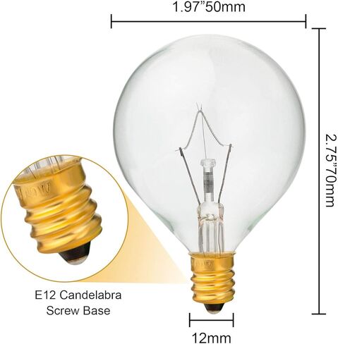 4 عبوات من مصابيح اضاءة G50 40 واط لتدفئة الروائح بالحجم الكامل، G16.5 جلوب E12 قاعدة شمعدان متوهجة، مصابيح اضاءة شفافة لتسخين الشمع in Kuwait