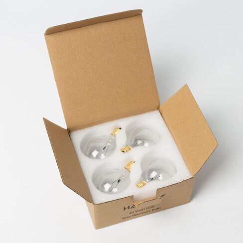 4 عبوات من مصابيح اضاءة G50 40 واط لتدفئة الروائح بالحجم الكامل، G16.5 جلوب E12 قاعدة شمعدان متوهجة، مصابيح اضاءة شفافة لتسخين الشمع in Kuwait