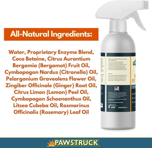 Pawstruck Natural No-Rinse Dry Shampoo for Dogs, Puppies, & Other Pets, Citrus & Rosemary - Waterless Deodorizing Spray Made in USA to Freshen & Remove Odors - 16 fl oz - Packaging May Vary in Kuwait