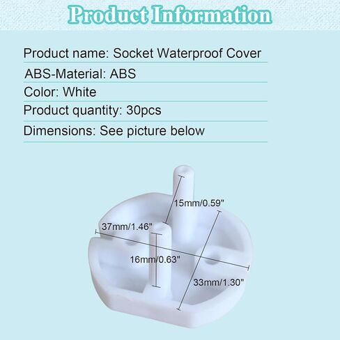 30Pcs Outlet Plugs Covers EU Childproof Outlet Plug Covers Protectors | Electric Socket Cover Protector Baby Proofing Outlet Covers Safety Plug Covers for Home School and Daycares, White in Saudi Arabia