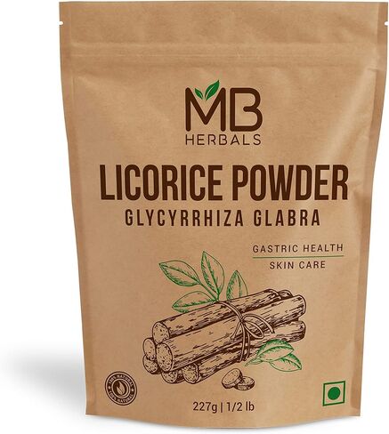 مسحوق جذور عرق السوس من إم بي هيربالز 227 جم | نصف كجم | 100% جليسيسيرهيزا غلابرا | موليثي | ياشتيمادو | صحة الجهاز التنفسي | التهاب الحلق | مبيض طبيعي للبشرة (عند استخدامه في عبوة الوجه) in Kuwait