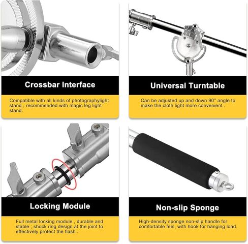 Heavy Duty Extension Boom Arm Bar C-Stand for Photography C Stand and Light Stand,Adjustable 37-91 Inch Crossbar Holding Arm with Sand Bag for Softbox,Studio Strobe,Monolight,LED Video Light,Reflector in Kuwait