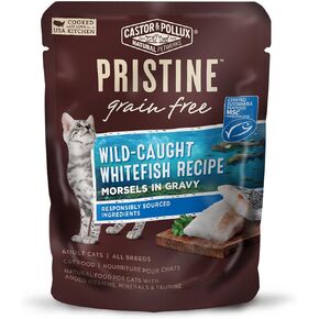Castor & Pollux Pristine Grain Free Wild-Caught Whitefish Recipe Morsels in Gravy Cat Food Pouches, (24 Pouches) 3 Oz in Kuwait