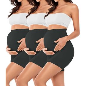 ملابس داخلية للأمهات من TOUCH LOOM للفساتين 3 عبوات للأمومة قصيرة للحمل بخصر عالٍ فوق البطن ودعم عثرة منتصف الفخذ in Kuwait