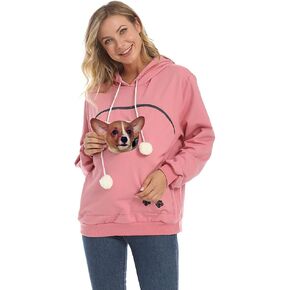 ZIIFULLHOU Women Pet Carrier Sweatshirt Puppy Kitten Holding Hoodies Long Sleeve Pouch Tops in Kuwait