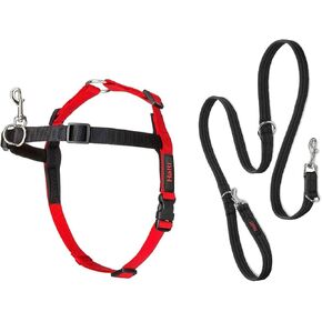 HALTI Front Control Harness Size Medium & HALTI Training Leash Size Large, Black Combination Pack - Stop Your Dog Pulling on The Leash. Adjustable, Lightweight & Easy to Use. Suitable for Medium Dogs