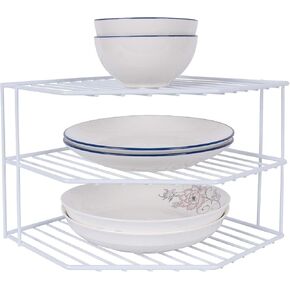 JBESUHI Cabinet Shelf Organizer - Corner Shelf Counter and Cabinet Organizer -Countertop Organizer - Cabinet Corner Rack for Plate - Cabinet & Pantry Kitchen Organization (Black)