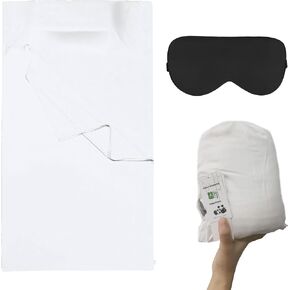 Cozysilk Travel Sheet - 100% Bamboo Travel Bedding for Hotel Stays and Other Travels - Soft Comfortable Roomy Lightweight Sleep Sheet, Sack, Bag, Liner - Pillow Pocket, Zippers, Carry Bag (White)