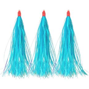 BLUEWING Fishing Teaser Lure 3pcs Mylar Flash/Pearl/Hair Duster Skirt Lure Mylar Teaser Skirt Bucktail Teaser Tail Trolling Skirt for Saltwater Fishing