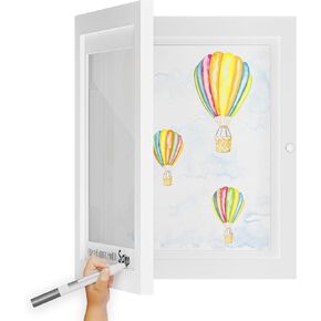 إطارات الأعمال الفنية للأطفال من Crafty Living قابلة للتغيير - إطار فني من الخشب الصلب للأطفال مع ورق مقوى مخصص - مشاريع فنية لطيفة وعملية للأطفال تتضمن إطارات فنية للأطفال مسامير خطافية لا أثر لها (أسود)