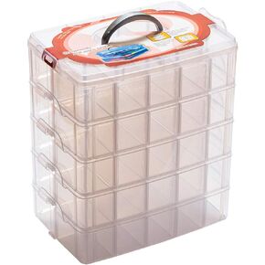 Sooyee 6 Layers Stackable Storage Container Clear 60 Adjustable Compartments,Compatible with Small Toys Arts and Crafts Piping Tips Hardware Storage Organizer