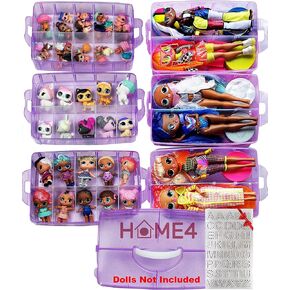 HOME4 No BPA 60 Adjustable Compartments 6 Layers Stackable Storage Container Organizer Carrying Display Case, Compatible with Small Toys LOL, Shopkins, OMG (Dolls Not Included) (Blue) in Kuwait