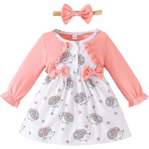 فستان خريفي للفتيات الصغيرات الصغار بأكمام طويلة مكشكش مع ربطة رأس فستان بطباعة فراشة للفتيات in Kuwait