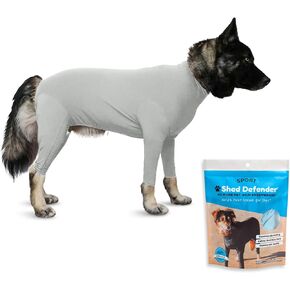 Shed Defender Sport Dog Onesie - يظهر على خزان القرش، بدلة تساقط للكلاب، سترة للقلق، قميص مهدئ، البقع الساخنة، حماية من الحساسية والأشعة فوق البنفسجية، بدلة تعافي، بدلة تساقط لكامل الجسم، معتمدة من قبل الطبيب البيطري