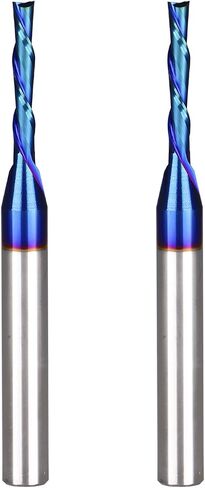 Spiral CNC Router Bits 1/8" Cutting Dia 1/4" Shank Down Cut End Mill 2PCS | Clean milling down cuts,Solid Carbid, Wood Cut Carving Engraving in Saudi Arabia