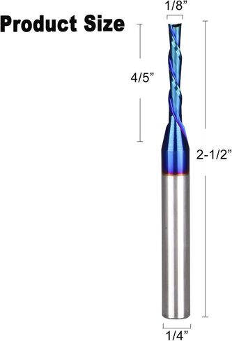 Spiral CNC Router Bits 1/8" Cutting Dia 1/4" Shank Down Cut End Mill 2PCS | Clean milling down cuts,Solid Carbid, Wood Cut Carving Engraving in Saudi Arabia