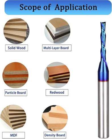 Spiral CNC Router Bits 1/8" Cutting Dia 1/4" Shank Down Cut End Mill 2PCS | Clean milling down cuts,Solid Carbid, Wood Cut Carving Engraving in Saudi Arabia