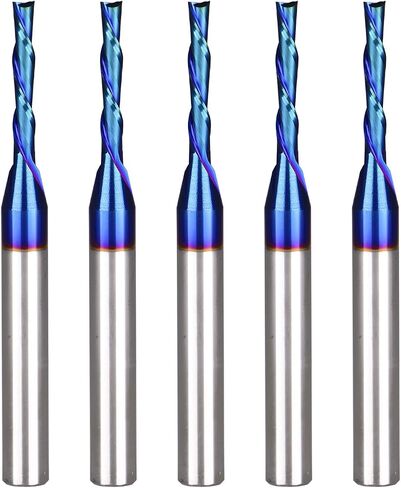 Spiral CNC Router Bits 1/8" Cutting Dia 1/4" Shank Down Cut End Mill 2PCS | Clean milling down cuts,Solid Carbid, Wood Cut Carving Engraving in Saudi Arabia