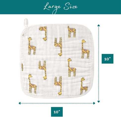 مناديل أطفال من قماش الموسلين الطبيعي من بيبي بلس (10 عبوات) | فائقة النعومة وذات قدرة فائقة على الامتصاص | مناديل قطنية لا تسبب الحساسية وقابلة للغسل وقابلة لإعادة الاستخدام مع الأورجانزا وحقائب الغسيل | مقاس كبير | أفضل هدية استحمام للطفل in Kuwait