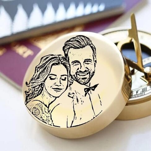 حفل زفاف للأزواج، وصديق عيد الميلاد، والصديقة، والآباء، وهدية آسف، وفن رسم يدوي واقتباس قديم منقوش عليه بوصلة شمسية عاملة (يكبر معي) in Kuwait