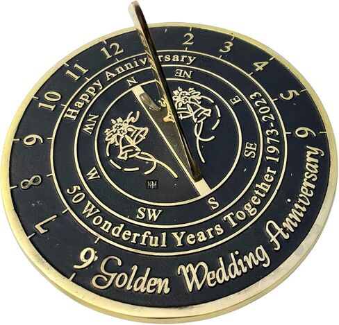 NauticalMart 50th Golden Wedding Anniversary Sundial Gift for Parents, Grandparents, Friends, Husband or Wife, Couples, Him & Her Unique Marriage Present 2023 (50th Anniversary) in Saudi Arabia
