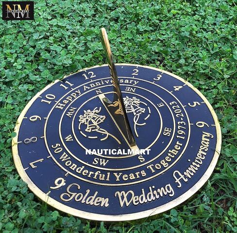 NauticalMart 50th Golden Wedding Anniversary Sundial Gift for Parents, Grandparents, Friends, Husband or Wife, Couples, Him & Her Unique Marriage Present 2023 (50th Anniversary) in Saudi Arabia