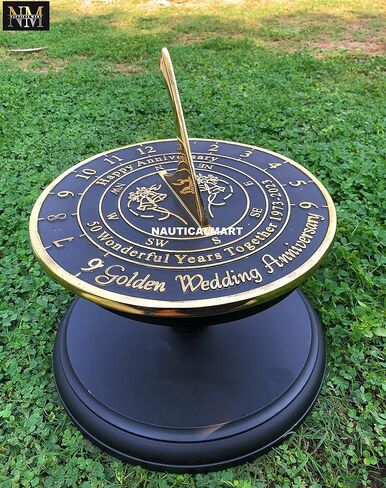 NauticalMart 50th Golden Wedding Anniversary Sundial Gift for Parents, Grandparents, Friends, Husband or Wife, Couples, Him & Her Unique Marriage Present 2023 (50th Anniversary) in Saudi Arabia