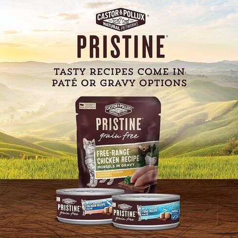 Castor & Pollux Pristine Grain Free Wild-Caught Whitefish Recipe Morsels in Gravy Cat Food Pouches, (24 Pouches) 3 Oz in Kuwait
