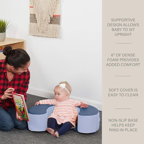 FDP SoftScape Sit and Support Ring for Babies and Infants Learn to Sit, Balance, Strengthen Muscles, Cushioned Foam Floor Seat with Non-Slip Bottom for Nursey, Playroom, Daycare - Navy/Powder Blue in Saudi Arabia