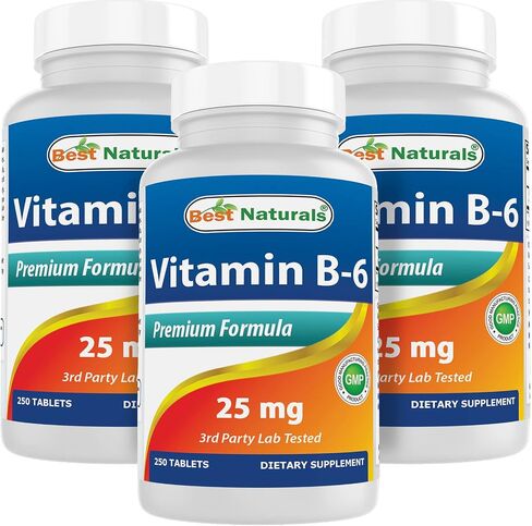 Best Naturals Vitamin B6 25mg 250 Tablets (250 Count (Pack of 3)) in Saudi Arabia