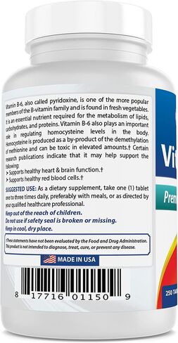 Best Naturals Vitamin B6 25mg 250 Tablets (250 Count (Pack of 3)) in Saudi Arabia