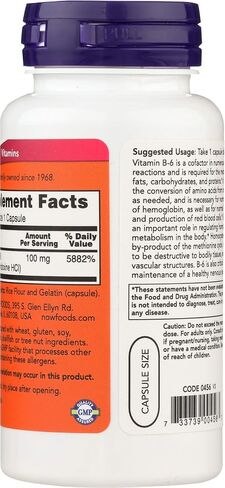 Now Foods B6 100mg Capsules, 100 CT in Saudi Arabia