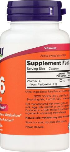 Now Foods B6 100mg Capsules, 100 CT in Saudi Arabia