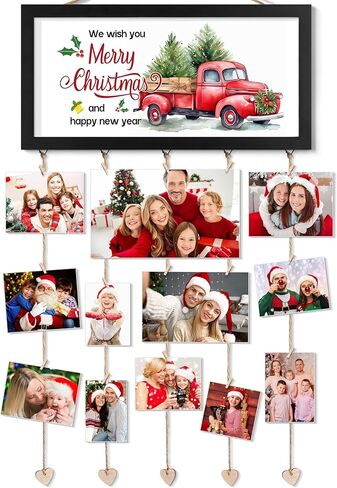 Valentines Day Cards Holder Valentines Day Decor Wall Display Hanging Photo Holder with 30 Photo Clips & 10 Interchangeable Holiday Sayings Valentines Day Gifts For Kids Him Her Picture Frame Collage in Kuwait