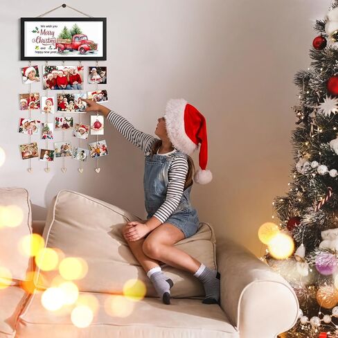 Valentines Day Cards Holder Valentines Day Decor Wall Display Hanging Photo Holder with 30 Photo Clips & 10 Interchangeable Holiday Sayings Valentines Day Gifts For Kids Him Her Picture Frame Collage in Kuwait