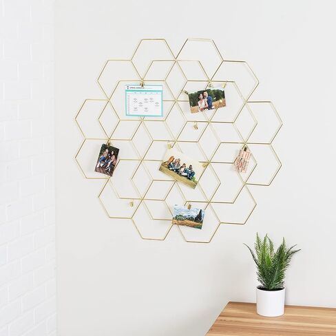Honey-Can-Do Hanging Photo Display Holder with Clips, Gold SHF-09350 Gold in Saudi Arabia