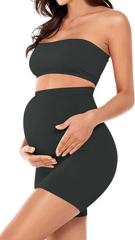 ملابس داخلية للأمهات من TOUCH LOOM للفساتين 3 عبوات للأمومة قصيرة للحمل بخصر عالٍ فوق البطن ودعم عثرة منتصف الفخذ in Kuwait