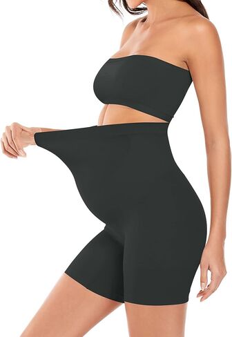 ملابس داخلية للأمهات من TOUCH LOOM للفساتين 3 عبوات للأمومة قصيرة للحمل بخصر عالٍ فوق البطن ودعم عثرة منتصف الفخذ in Kuwait