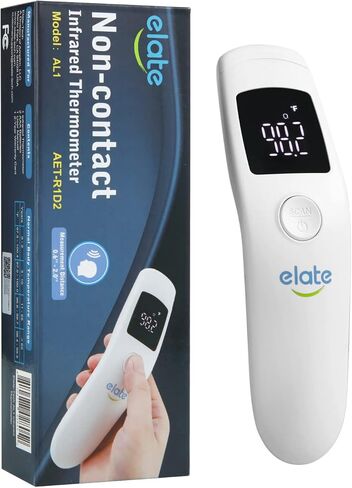 Elate ميزان حرارة الجبين بدون لمس | ميزان حرارة رقمي للجبهة بدون لمس للبالغين والأطفال| ميزان حرارة الطفل بدون لمس | جديد أكتوبر 2022 | أبيض in Kuwait